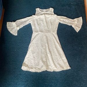 White Cold Shoulder Lace Dress